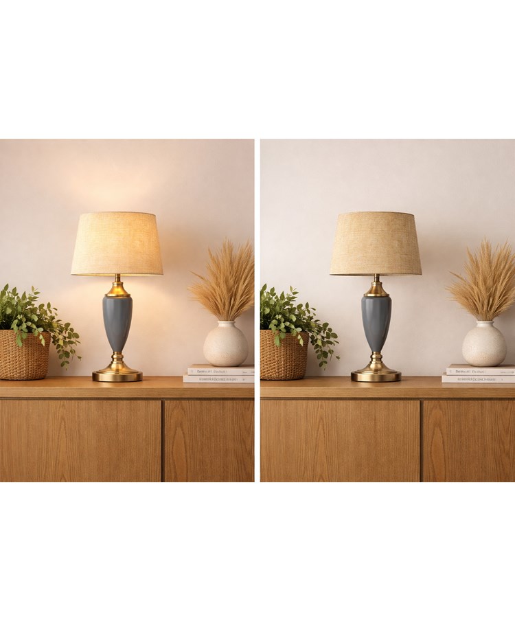 Bailey Large Juniper Blue Table Lamp with Beige Linen Shade Bailey Large Juniper Blue Table Lamp with Beige Linen Shade