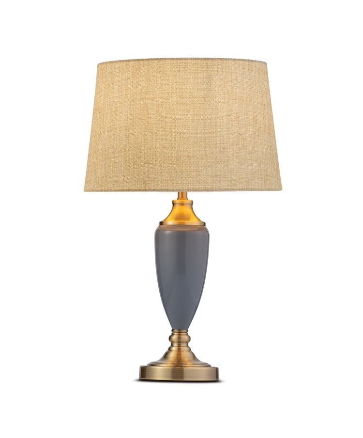 Bailey Large Juniper Blue Table Lamp with Beige Linen Shade