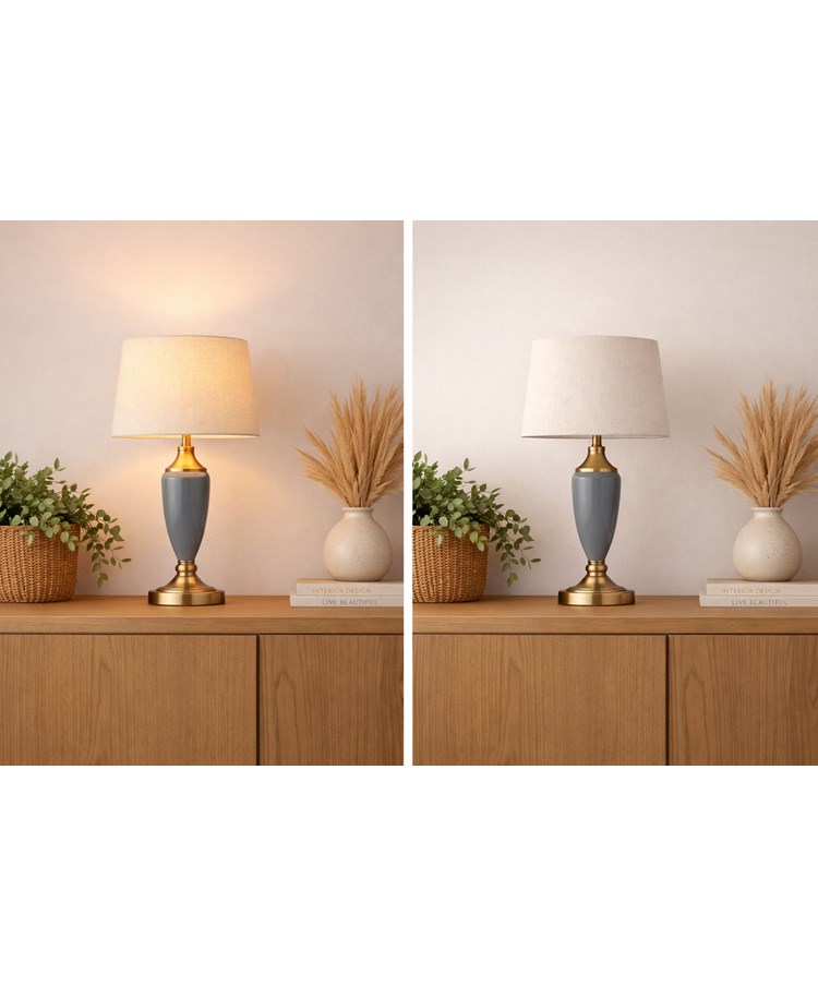 Bailey Large Junoper Blue Table Lamp with Natural Shade Bailey Large Junoper Blue Table Lamp with Natural Shade