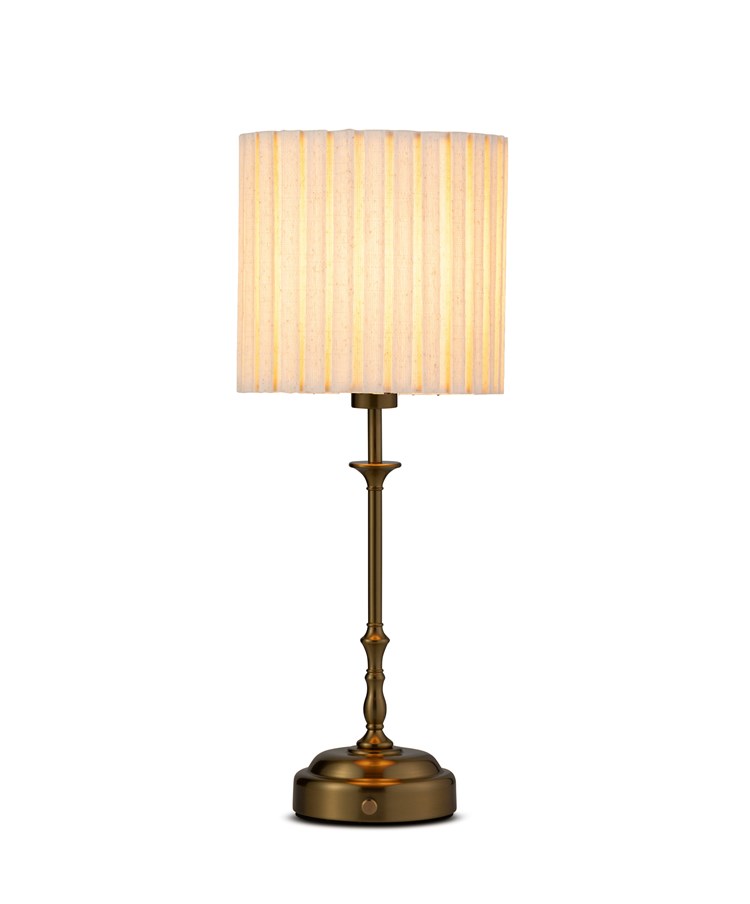 Florence Rechargeable Antique Table Lamp with Pleat Shade