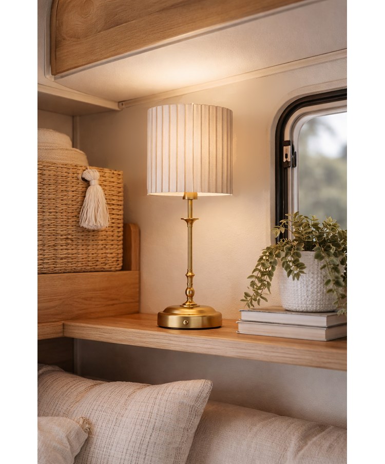 Florence Rechargeable Antique Table Lamp with Pleat Shade Florence Rechargeable Antique Table Lamp with Pleat Shade