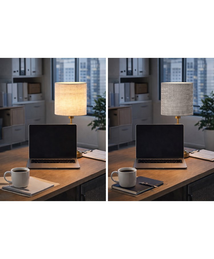 Florence Rechargeable Antique Brass Table Lamp with Grey Linen Shade Florence Rechargeable Antique Brass Table Lamp with Grey Linen Shade