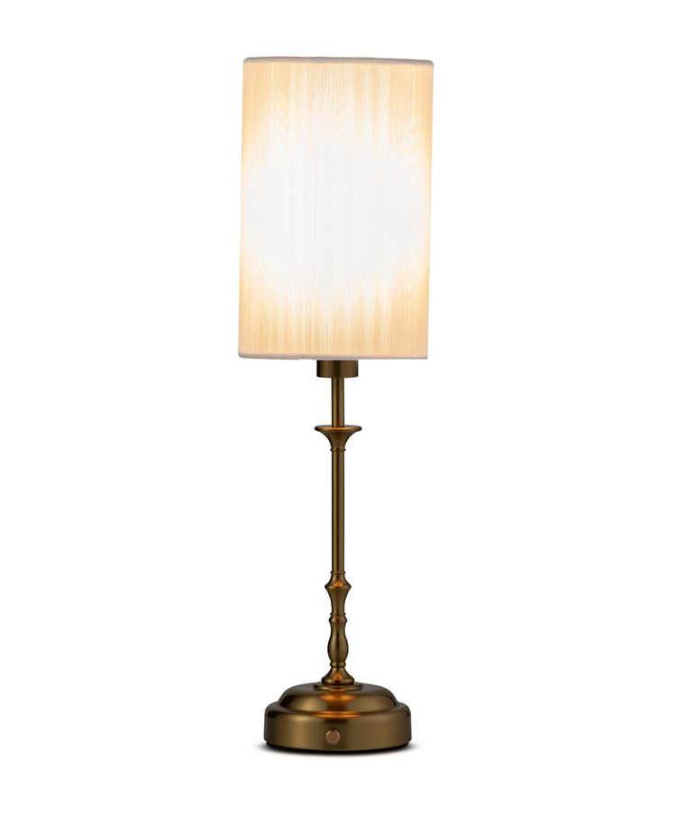 Florence Rechargeable Antique Brass Table Lamp with Ivory String Shade