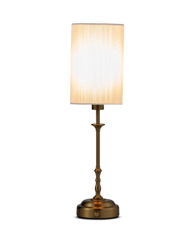 Florence Rechargeable Antique Brass Table Lamp with Ivory String Shade Florence Rechargeable Antique Brass Table Lamp with Ivory String Shade