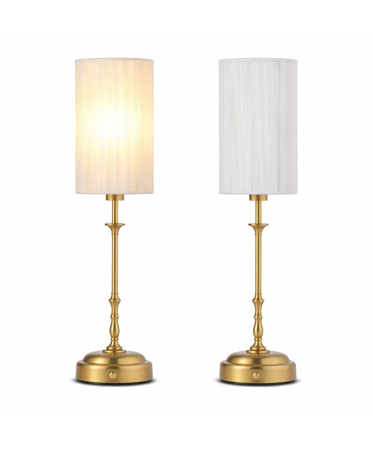 Florence Rechargeable Antique Brass Table Lamp with Ivory String Shade