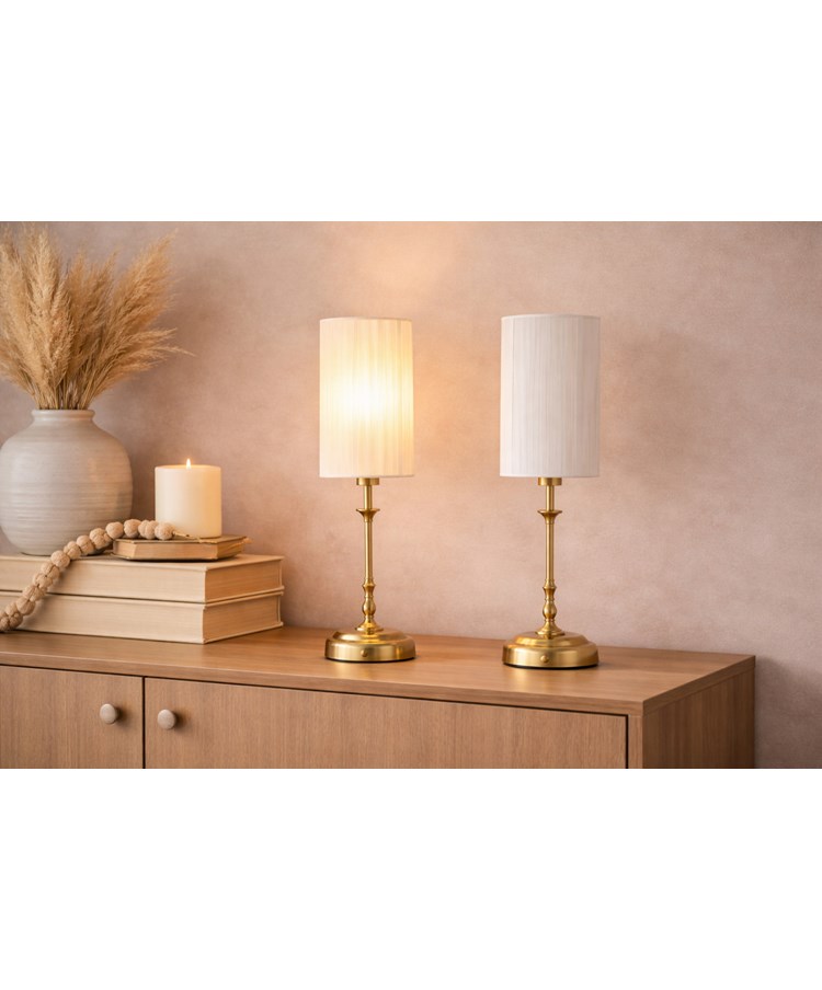 Florence Rechargeable Antique Brass Table Lamp with Ivory String Shade Florence Rechargeable Antique Brass Table Lamp with Ivory String Shade
