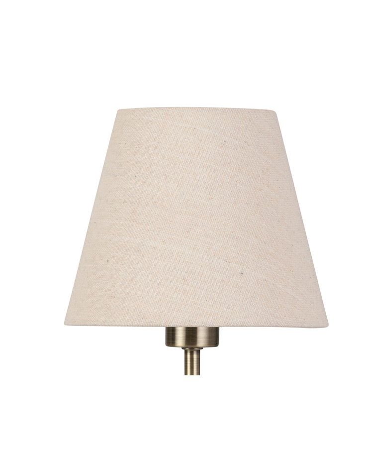 Florence Rechargeable Antique Brass Table Lamp with Natural Linen Shade
