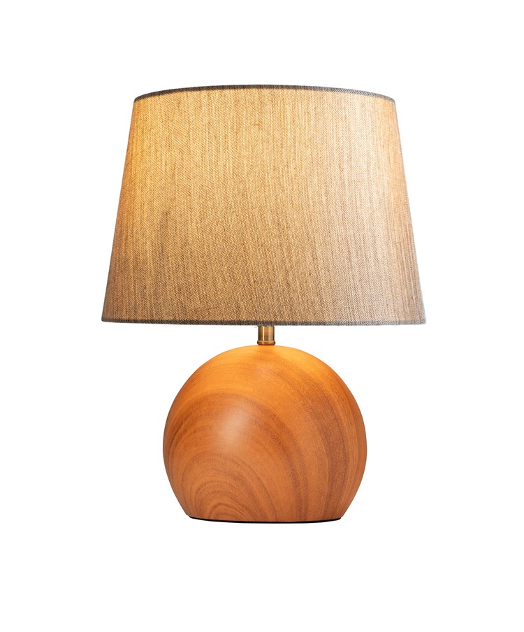 Canon Ball Walnut Print Table Lamp with Charcoal Gold Shade
