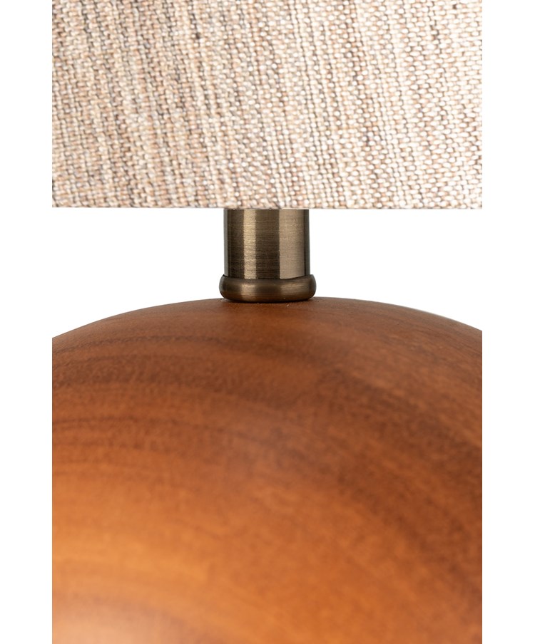 Canon Ball Walnut Print Table Lamp with Charcoal Gold Shade