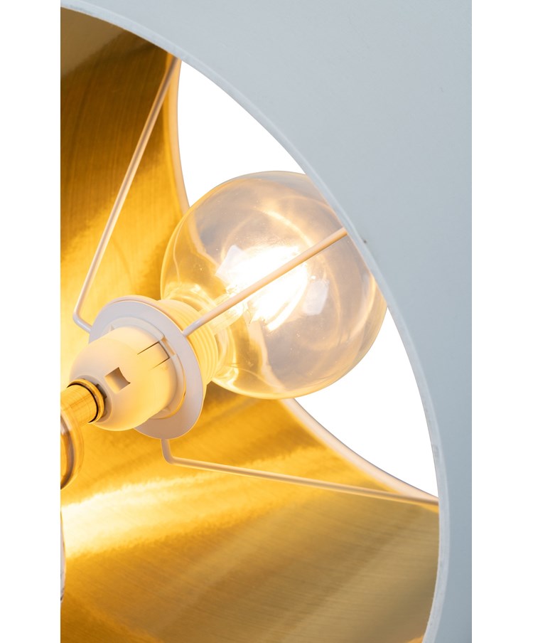 Canon Ball Walnut Print Table Lamp with Cream Gold Lined Shade