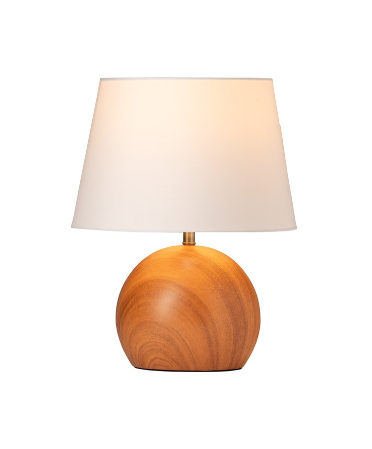 Canon Ball Walnut Print Table Lamp with Ivory Linen Shade Canon Ball Walnut Print Table Lamp with Ivory Linen Shade
