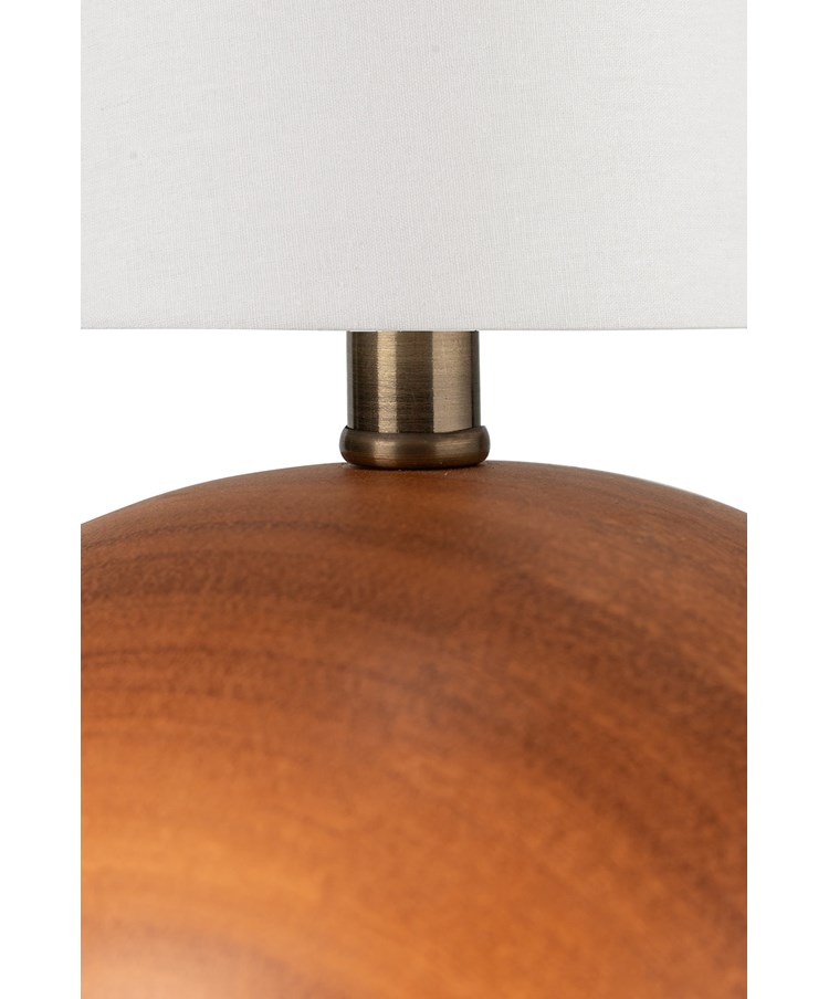 Canon Ball Walnut Print Table Lamp with Ivory Linen Shade Canon Ball Walnut Print Table Lamp with Ivory Linen Shade