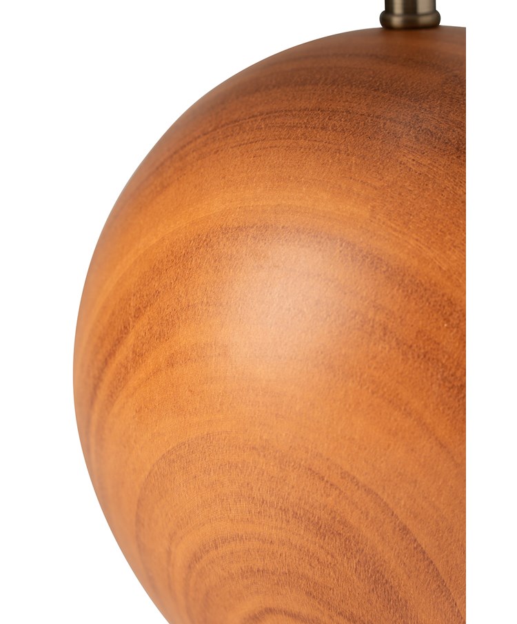 Canon Ball Walnut Print Table Lamp with Ivory Linen Shade