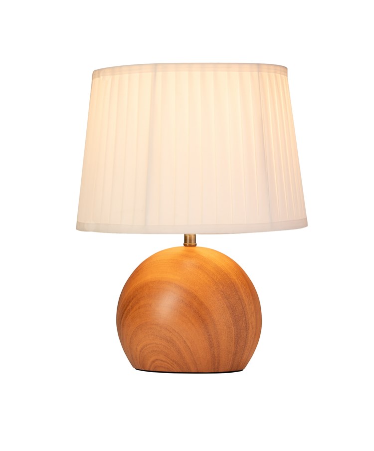 Canon Ball Walnut Print Table Lamp with Pleated Shade Canon Ball Walnut Print Table Lamp with Pleated Shade