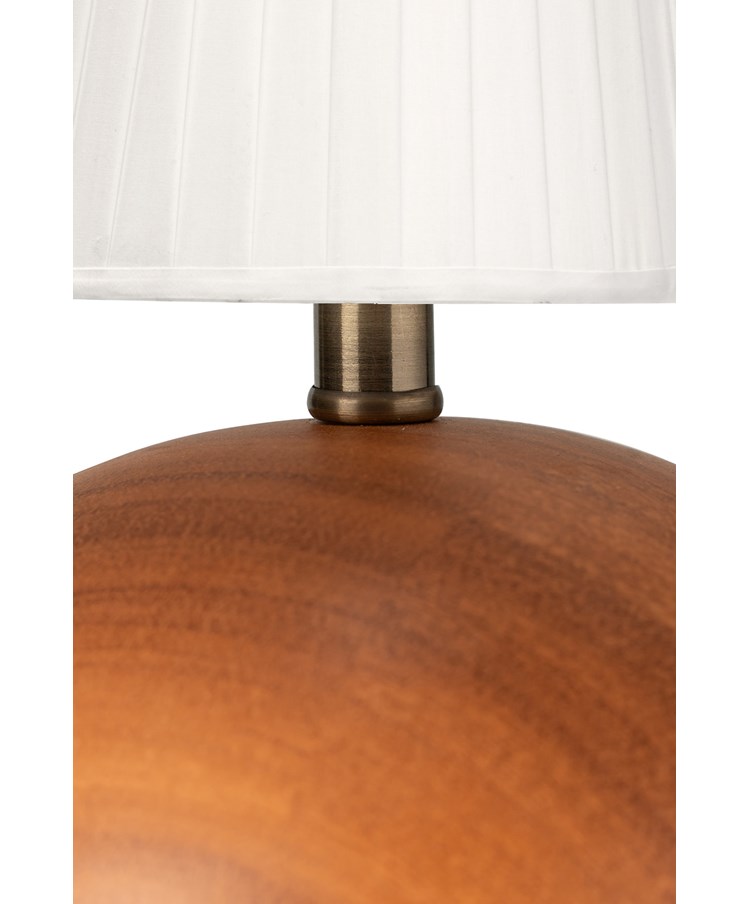 Canon Ball Walnut Print Table Lamp with Pleated Shade