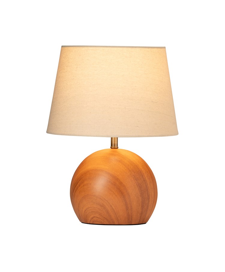 Canon Ball Walnut Print Table Lamp with Natural Shade Canon Ball Walnut Print Table Lamp with Natural Shade
