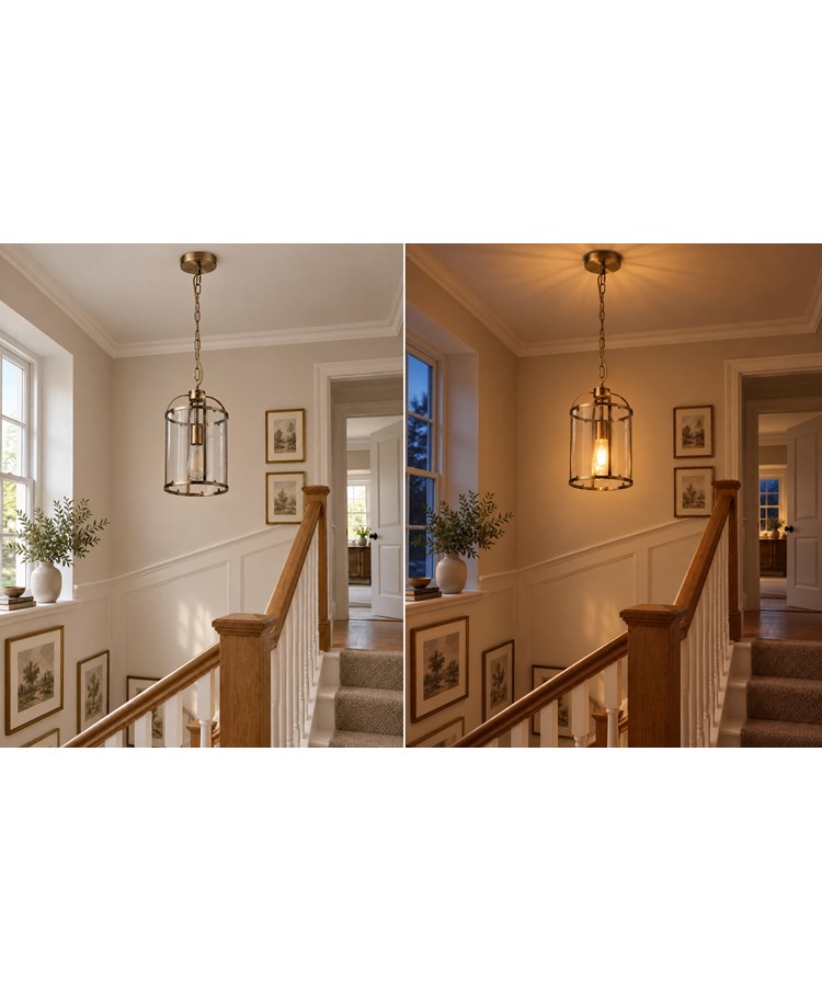 Lambert Antique Brass Single Lantern Pendant Ceiling Light
