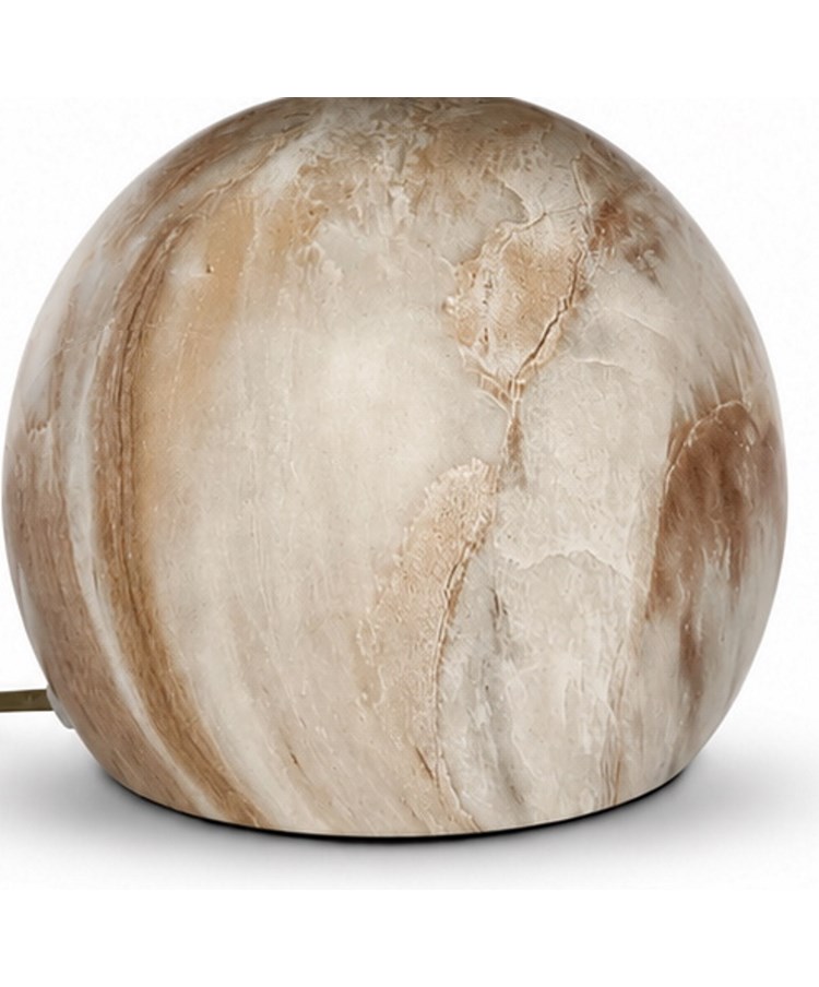 Printed Marble Ball Table Lamp with Natural Gold Lined Shade