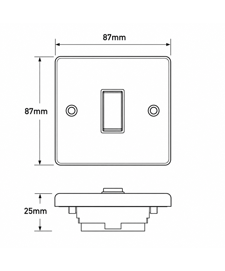 Round Edge Matt Black 10AX 1G 2W Switch