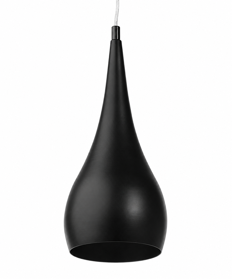 Modern Black Teardrop Pendant Ceiling Light - Adjustable Cable