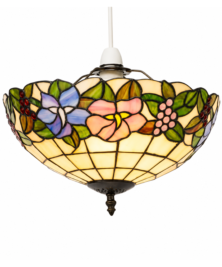 Lily Tiffany Style Stained Glass Uplighter Ceiling Light Shade