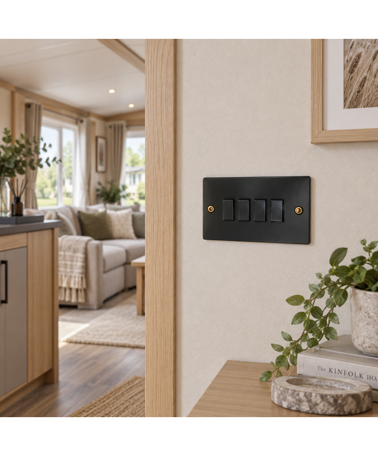 Round Edge Matt Black 4G 2W Switch