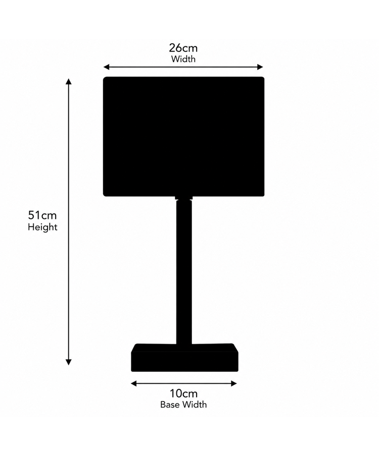 Medici Modern Rectangular Silver & Dark Wood Table Lamp - Grey Hessian Shade