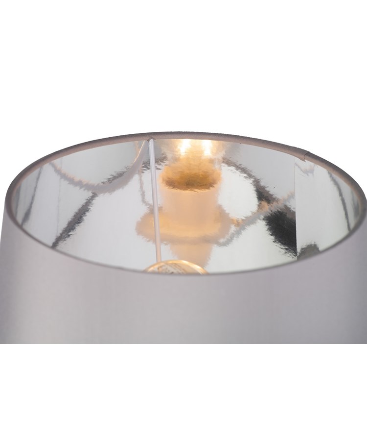 Malham Grey Ceramic Table Lamp with Matching Drum Shade - Modern Grey & Silver Malham Grey Ceramic Table Lamp with Matching Drum Shade - Modern Grey & Silver