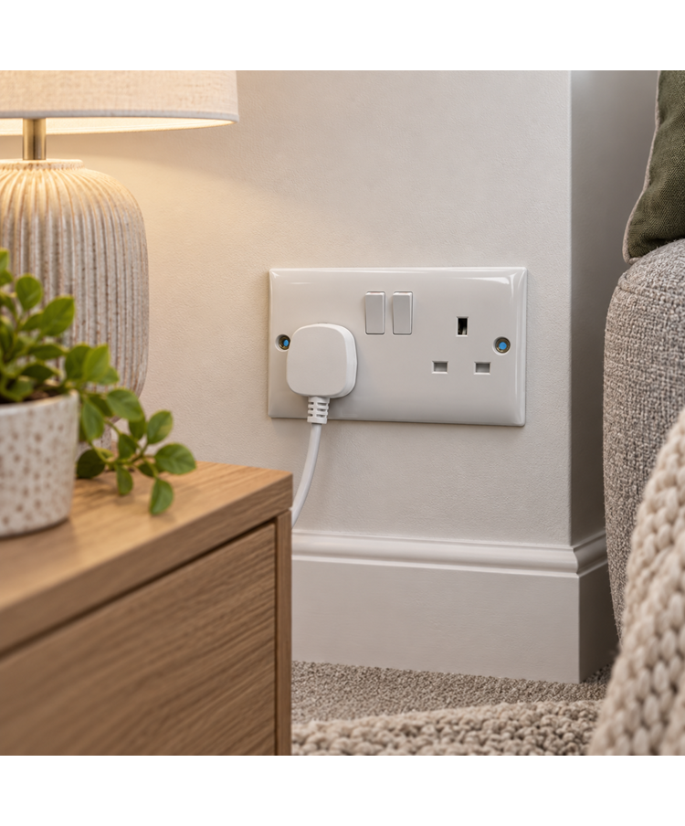 Convex Slim White 13A Twin Switched Socket - Single Pole