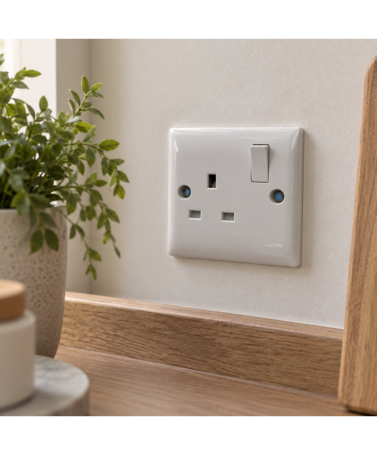Convex Slim White 13A Single Switched Socket - Single Pole Convex Slim White 13A Single Switched Socket - Single Pole