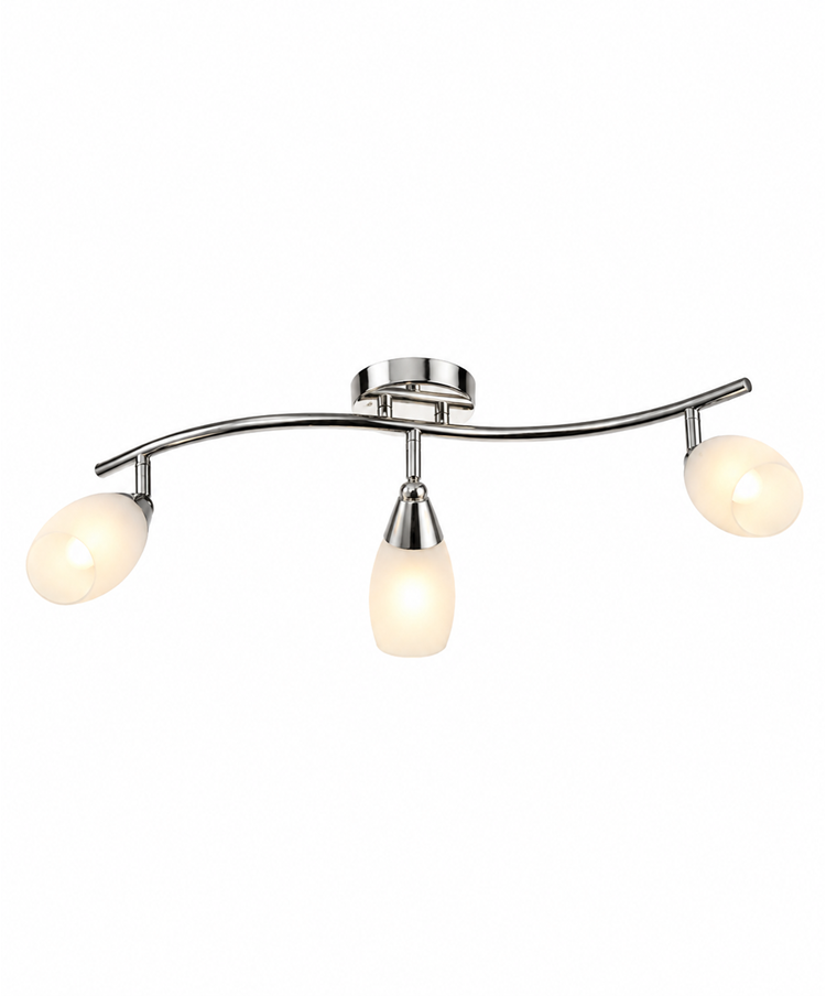 Swirl 3-Light Modern Ceiling Spotlight Bar - Satin Silver