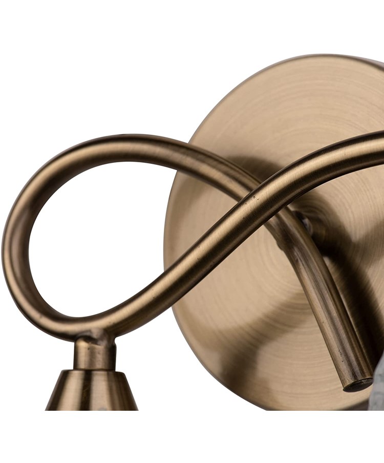 Hendon Antique Brass Twin Double Wall Light with Crystal Glass Shades Hendon Antique Brass Twin Double Wall Light with Crystal Glass Shades