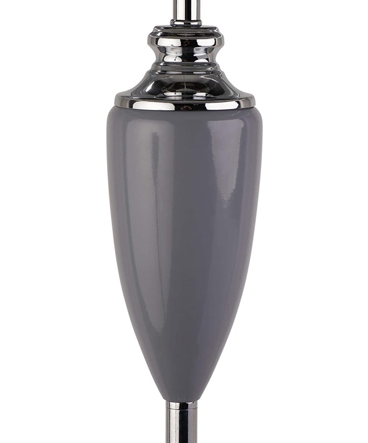 Hepburn Large Ceramic Floor Lamp with Matching Shade - Modern Grey & Silver Hepburn Large Ceramic Floor Lamp with Matching Shade - Modern Grey & Silver