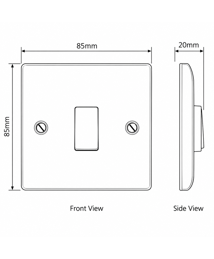 Convex Slim 10AX 1G 2W Switch Plate White