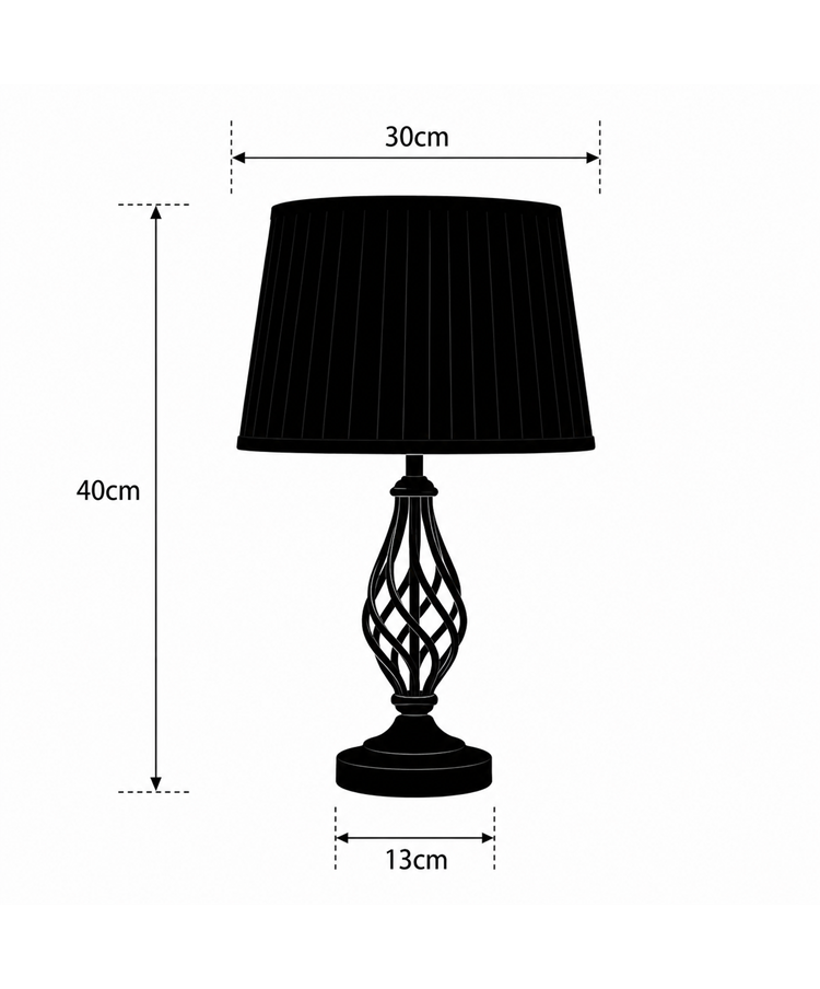 Queenswood Classic Barley Twist Table Lamp with Ivory Pleat Shade - Pewter Grey