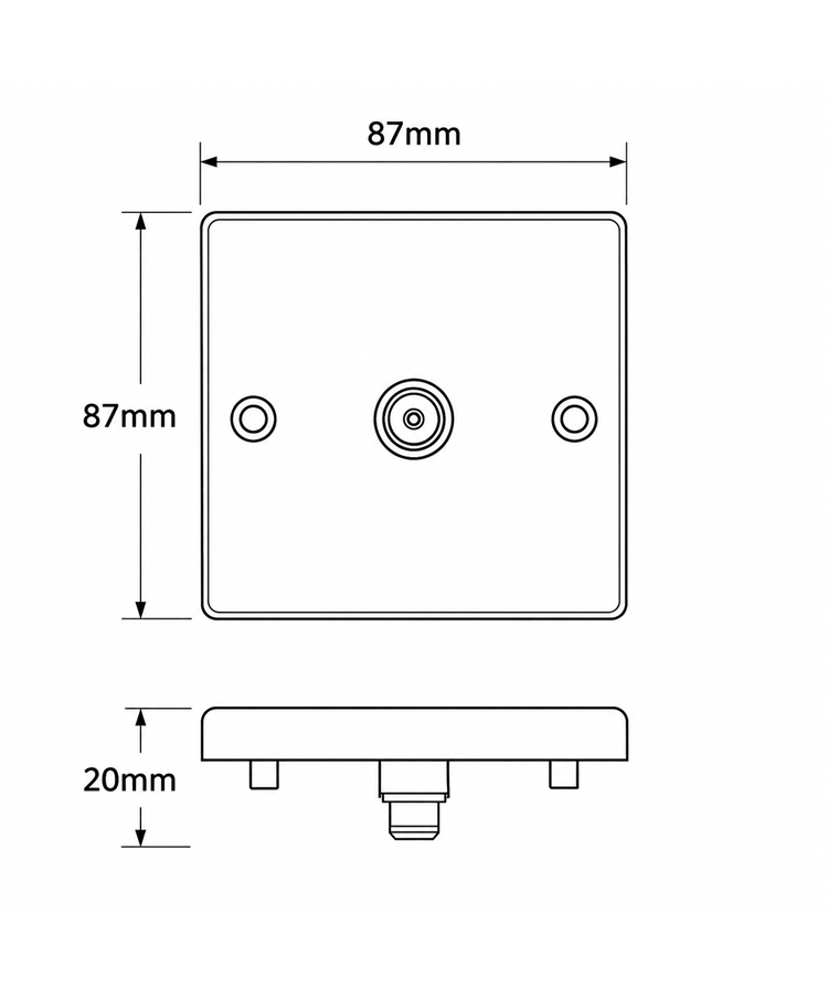 Round Edge Matt Black 1G TV Socket
