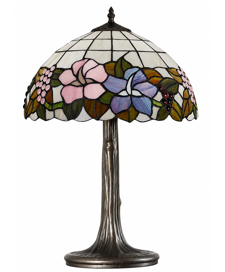 Lily Medium Tiffany Style Stained Glass Table Lamp with Antique Metal Base