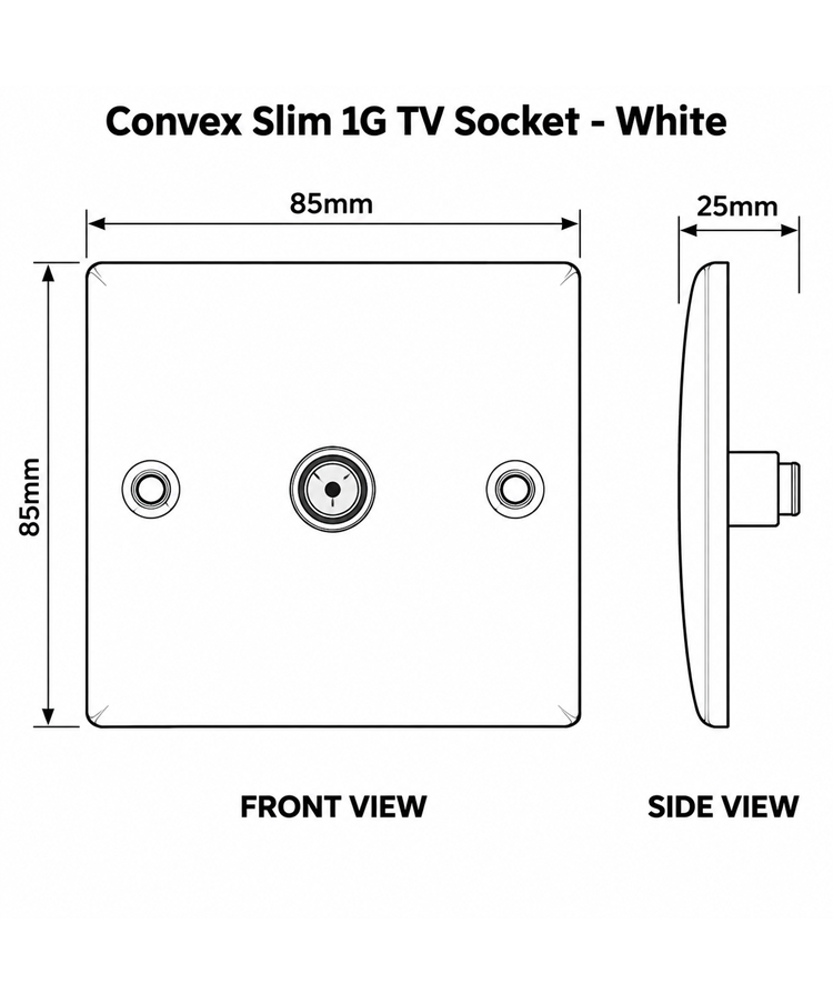 Convex Slim White 1G TV Socket Convex Slim White 1G TV Socket