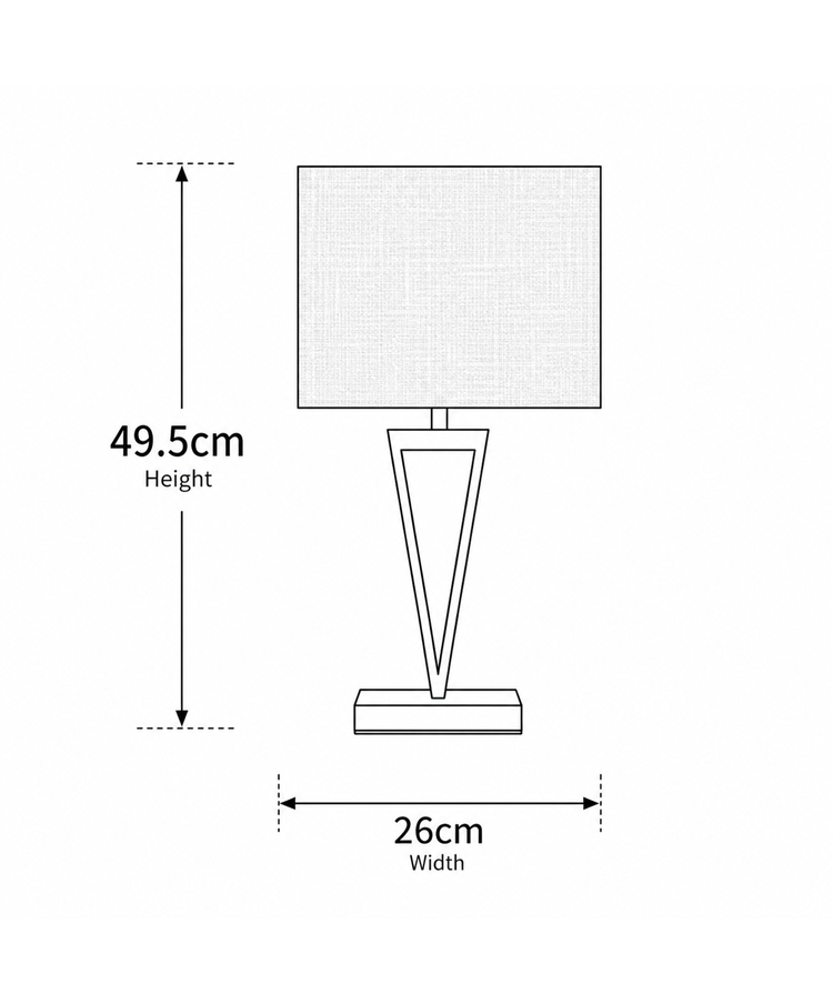 V Design Black Slimline Table Lamp with Ivory Linen Shade