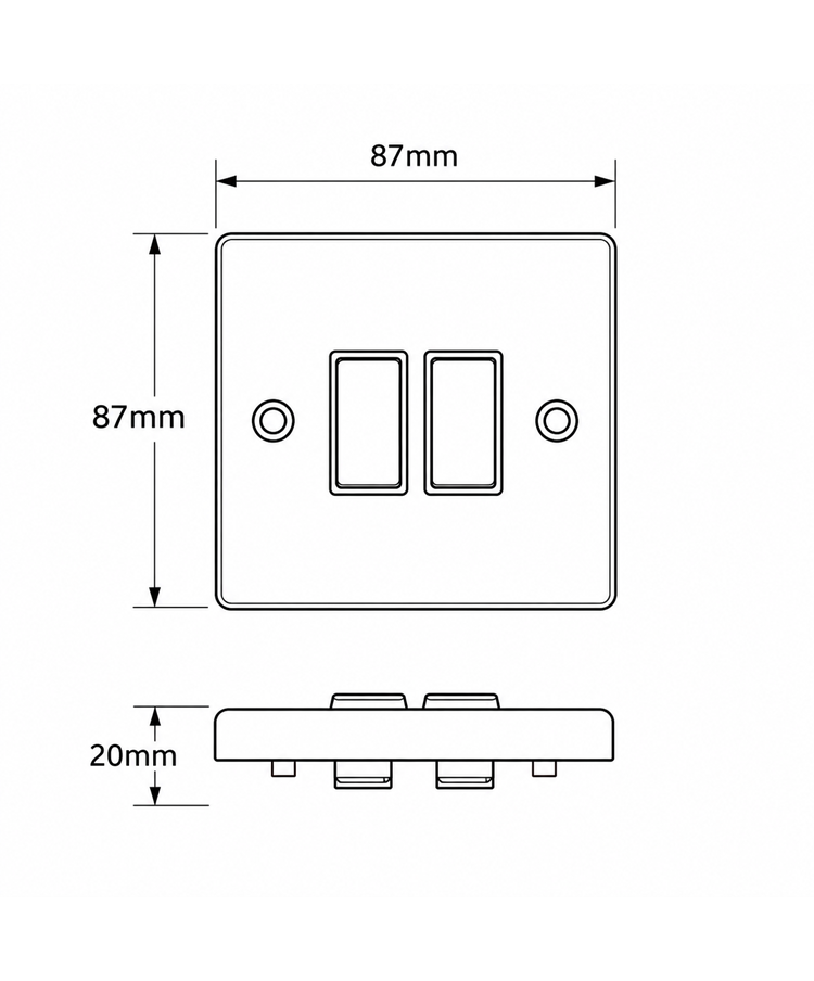 Round Edge Matt Black 10AX 2G 2W Switch Round Edge Matt Black 10AX 2G 2W Switch