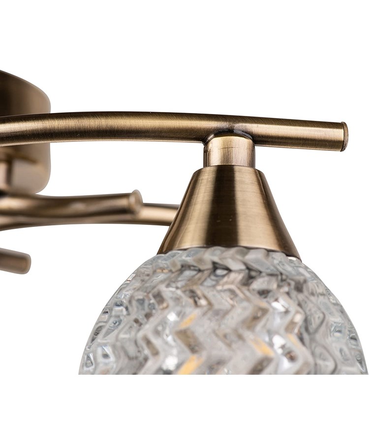 Hendon Semi Flush Antique Brass 5 Light Ceiling Light with Crystal Glass Shades Hendon Semi Flush Antique Brass 5 Light Ceiling Light with Crystal Glass Shades