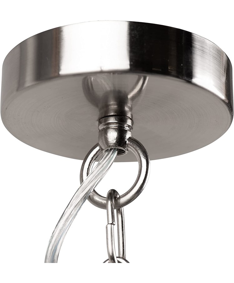 Korus Ceiling Chain 3 Light - Satin Silver Finish - Matching Natural Beige Cream Korus Ceiling Chain 3 Light - Satin Silver Finish - Matching Natural Beige Cream