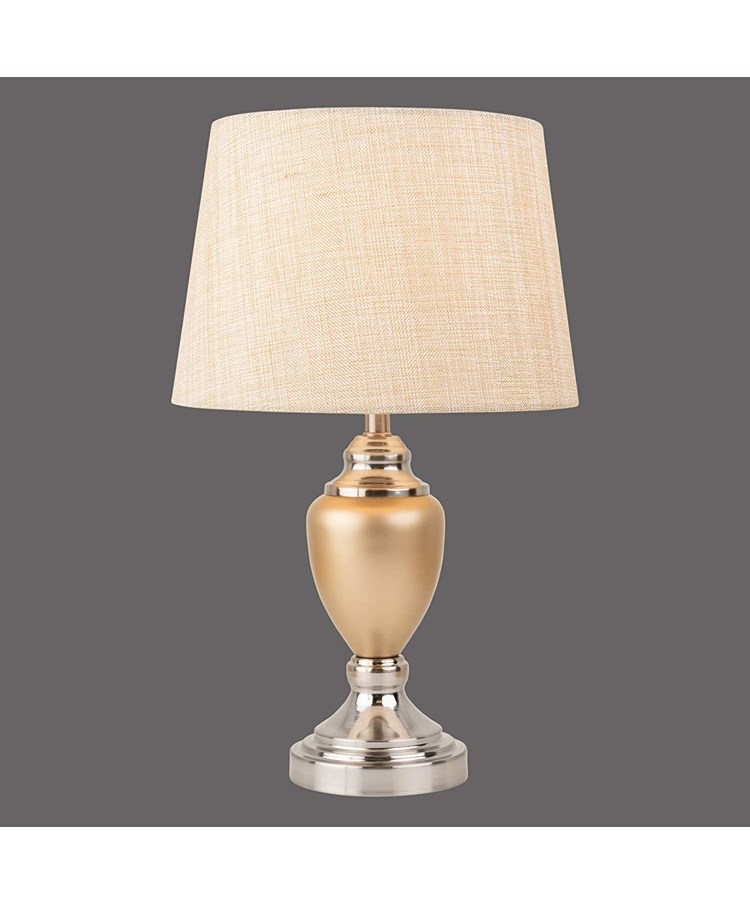 Malham Ceramic Table Lamp with Matching Shade - Champagne Gold & Satin Silver Malham Ceramic Table Lamp with Matching Shade - Champagne Gold & Satin Silver