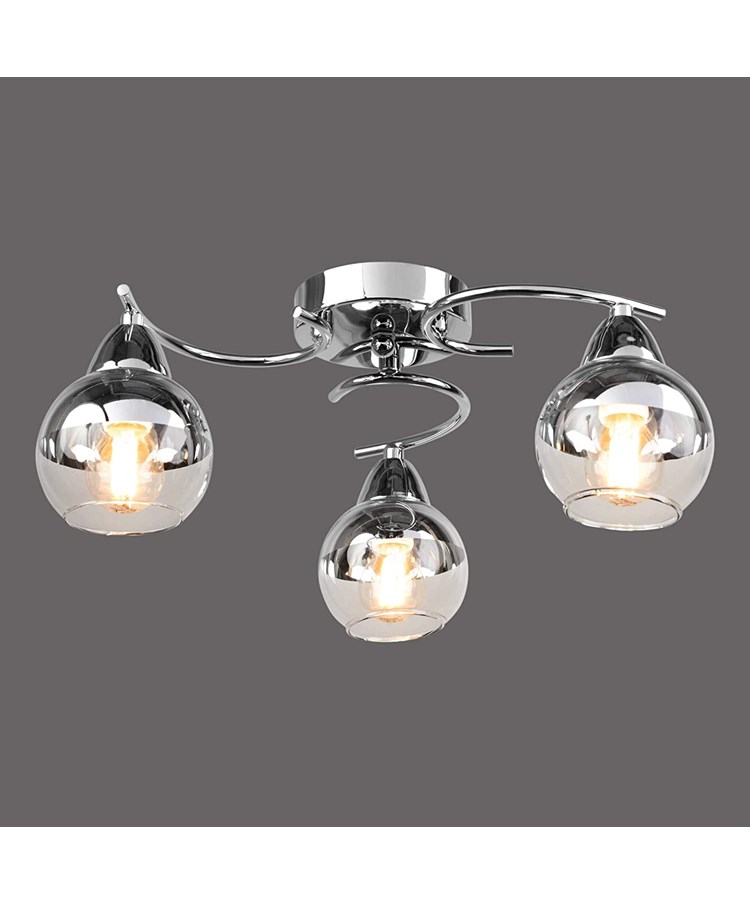 Astro Chrome 3 Light Semi Flush Ceiling Light with Clear Glass Shades Astro Chrome 3 Light Semi Flush Ceiling Light with Clear Glass Shades