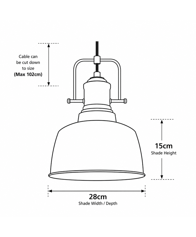 Bodmin Large Industrial Dome Pendant Gun Metal Pewter Adjustable Ceiling Light