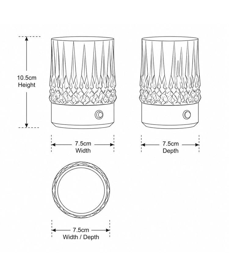 Glass Tumbler Style Rechargeable USB Gold Table Lamp - 3 Brightness Settings