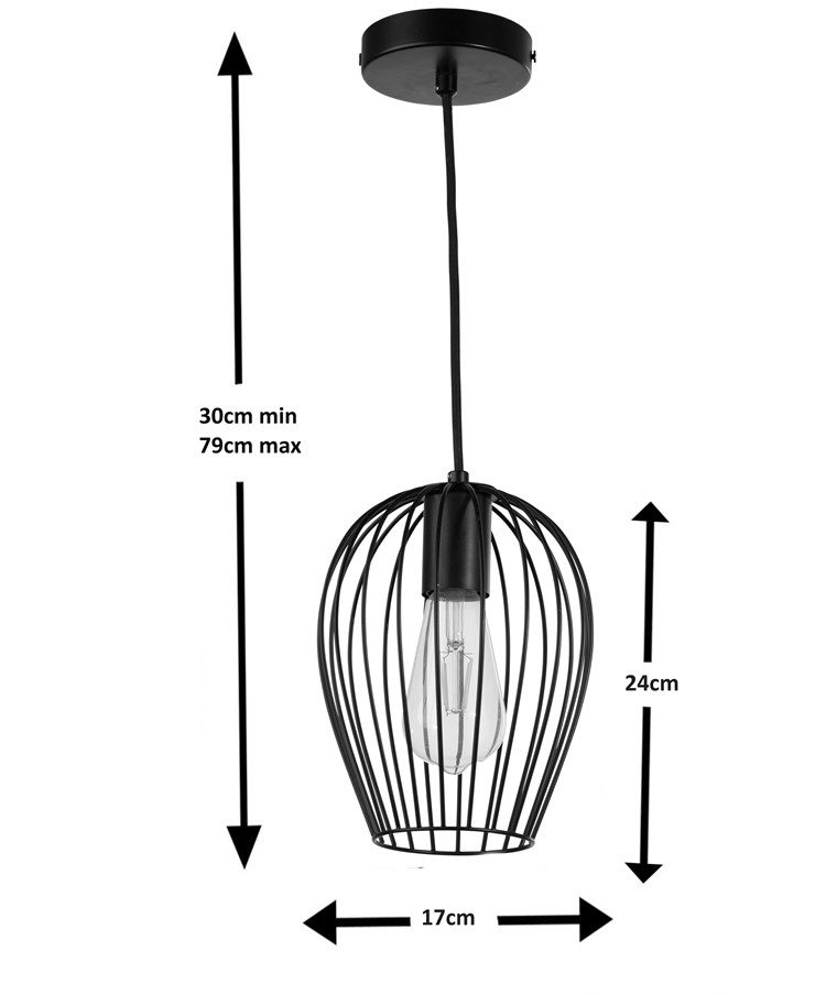 Newtown Black Single Caged Pendle Light - Modern Industrial Light Newtown Black Single Caged Pendle Light - Modern Industrial Light