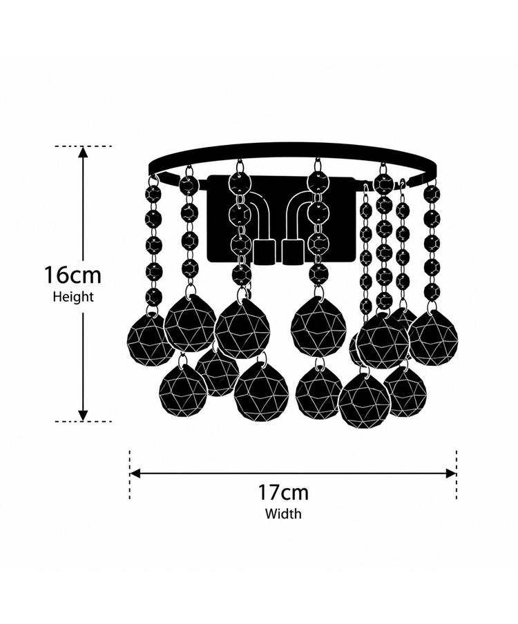 Senza Chrome & Crystal Ball Droplets Double Wall Light - Modern Wall Fixture Senza Chrome & Crystal Ball Droplets Double Wall Light - Modern Wall Fixture