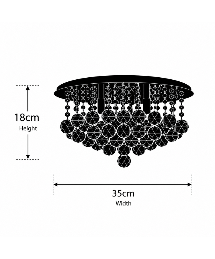 Senza Chrome & Crystal Ball Droplets Ceiling Light - 4-Light Flush Mount
