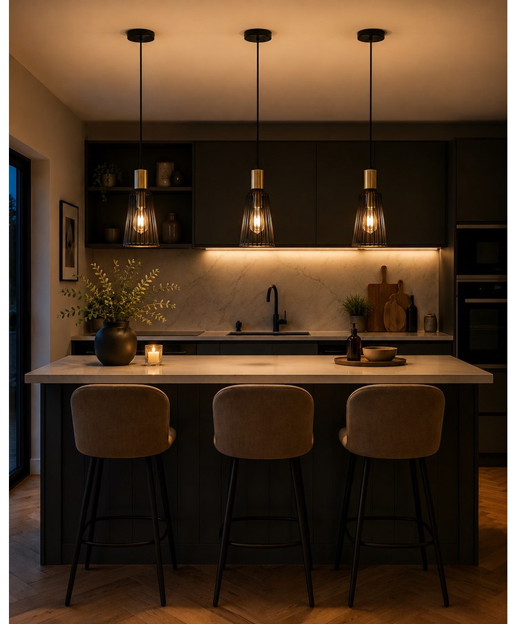 Bird Cage Black and Gold Frame Pendant Light